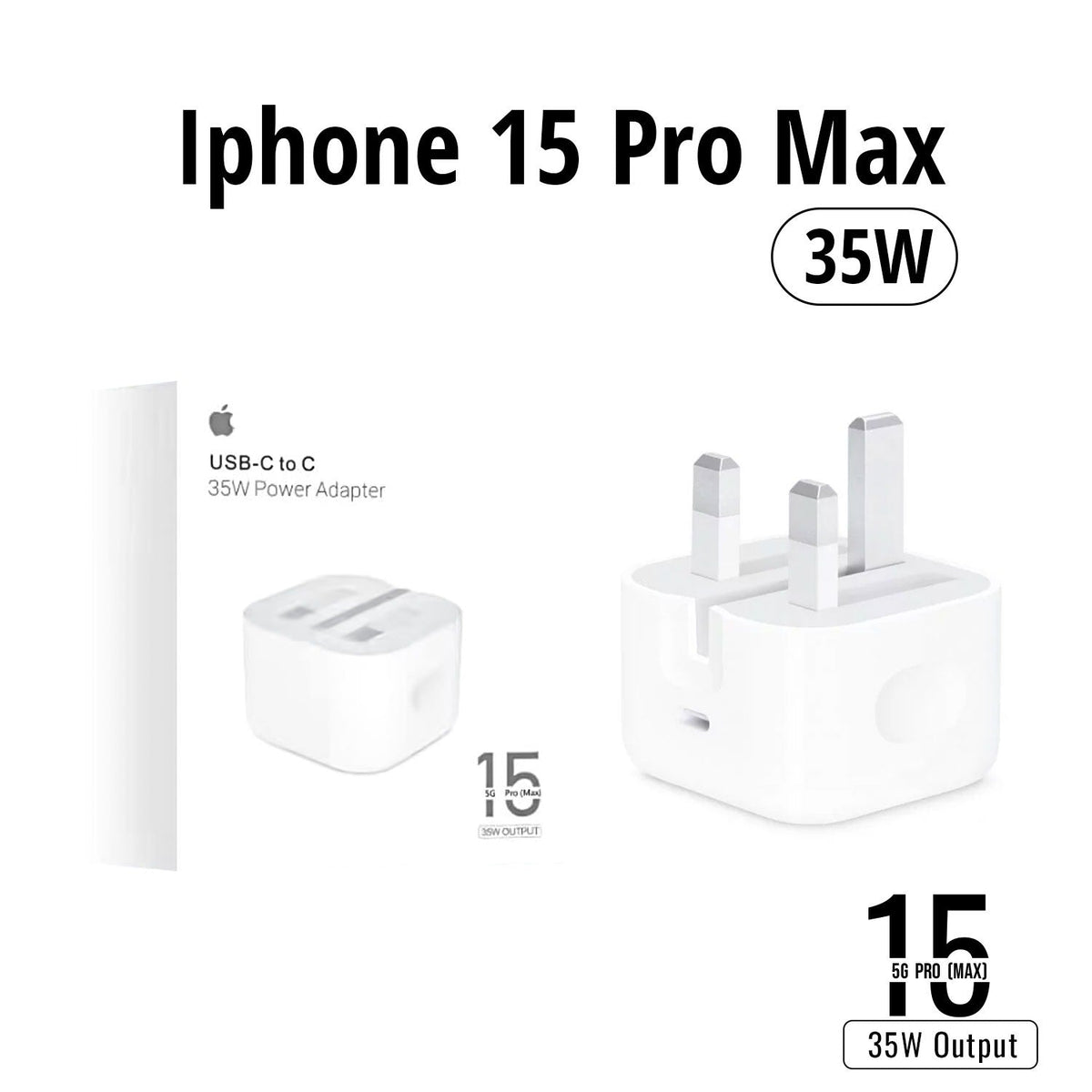Iphone 15 Pro Max 3 Pin (Uk Pin) 35w Usb-C Power Adapter