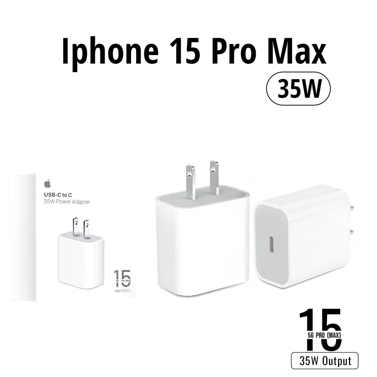 Iphone 15 Pro Max 2 Pin (Us Pin) 35w Usb-C Power Adapter